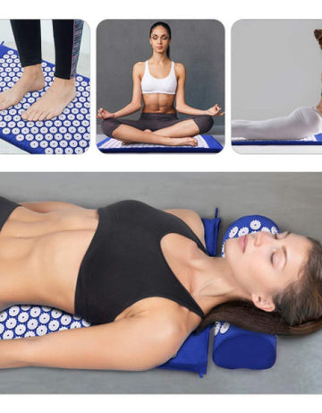 Acupressure Mat and Cushion Set, Pure Cotton Detachable Massage Pad with Carry Bag