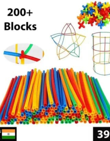 Colorful Straw Educational Building Smart City Blocks for Kids