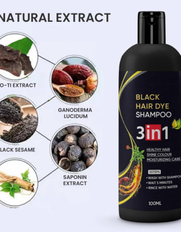 Herbal 3 in 1 Hair Dye Instant Black Hair Shampoo for Women & Men ( Pack Of 2 )