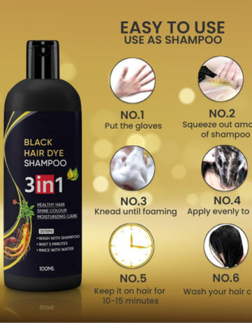 Herbal 3 in 1 Hair Dye Instant Black Hair Shampoo for Women & Men ( Pack Of 2 )