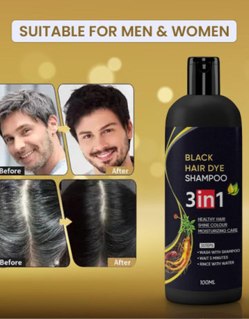 Herbal 3 in 1 Hair Dye Instant Black Hair Shampoo for Women & Men ( Pack Of 2 )