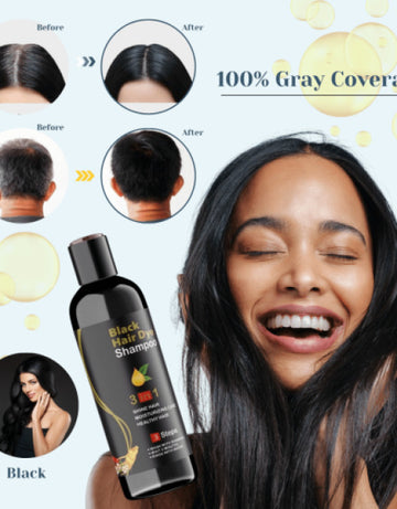 Herbal 3 in 1 Hair Dye Instant Black Hair Shampoo for Women & Men