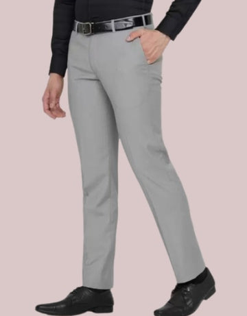 Solid Mid-Rise Stretchable Men's Formal Trousers (SIZE - 30,32,34,36,38)
