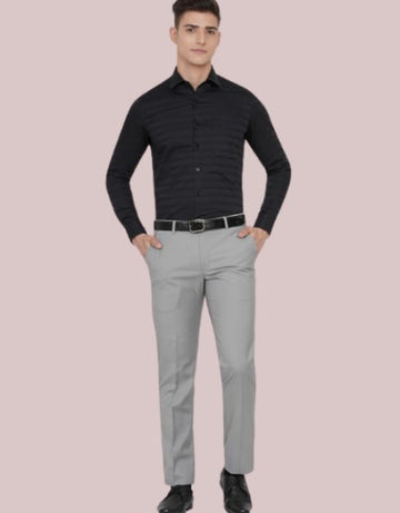 Solid Mid-Rise Stretchable Men's Formal Trousers (SIZE - 30,32,34,36,38)