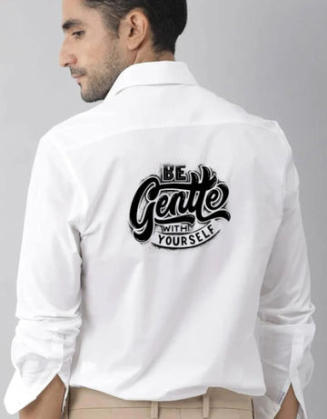 Men Regular Fit Be Gentle Printed Casual Shirt
