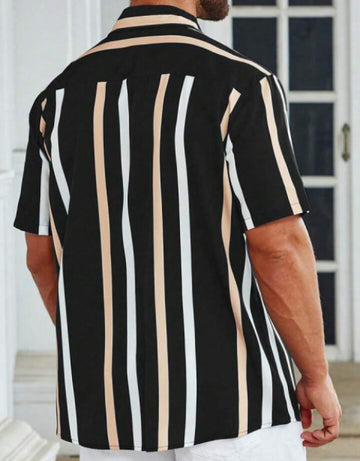 Men Regular Fit Striped Spread Collar Casual Shirt