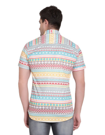 Men Regular, Super Slim Fit Printed Cut Away Collar Casual Shirt