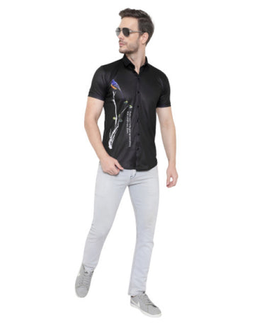 Men Regular, Super Slim Fit Printed Cut Away Collar Casual Shirt