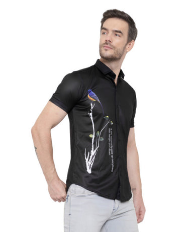 Men Regular, Super Slim Fit Printed Cut Away Collar Casual Shirt