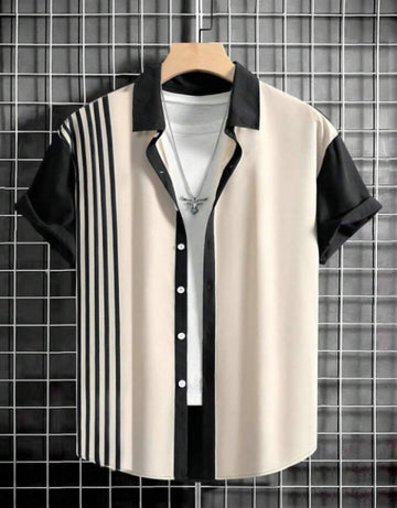 Men Relaxed Fit Striped Spread Collar Casual Shirt