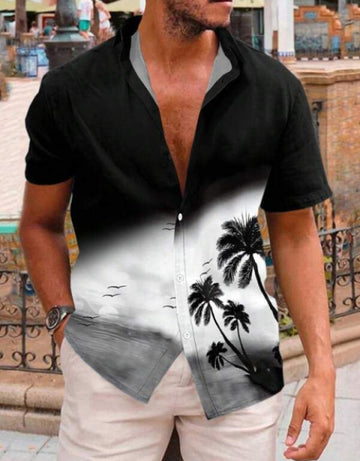 Men Slim Fit Printed Cut Away Collar Casual Shirt