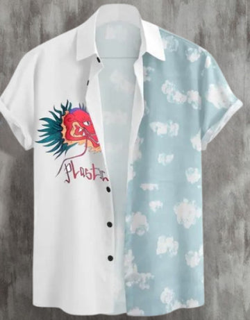 Men Slim Fit Printed Spread Collar Casual Shirt