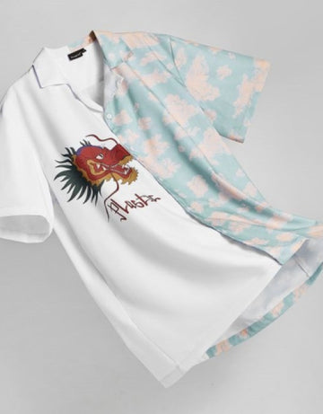 Men Slim Fit Printed Spread Collar Casual Shirt