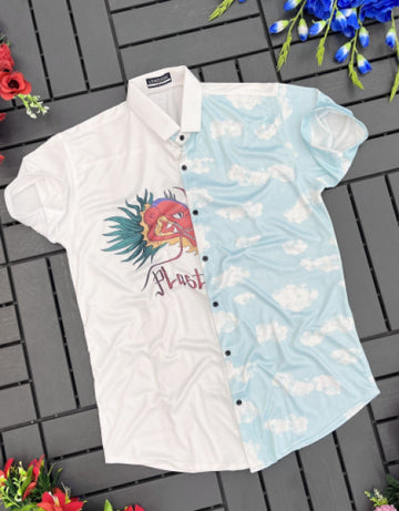 Men Slim Fit Printed Spread Collar Casual Shirt