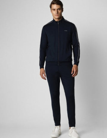 Men Slim Fit Zip-Front Track Jacket & Track Pants Set ( Pack Of 2 )