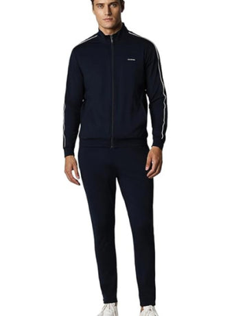 Men Slim Fit Zip-Front Track Jacket & Track Pants Set ( Pack Of 2 )