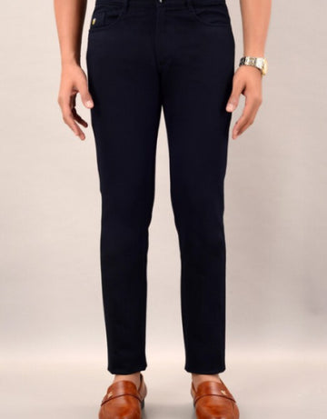 Men's Casual Cotton Slim Fit Chinos Pant - Navy Blue