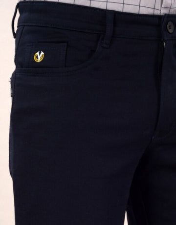 Men's Casual Cotton Slim Fit Chinos Pant - Navy Blue