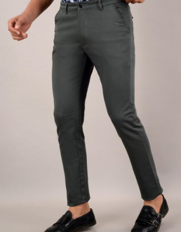 Men's Slim Fit Casual Trouser- Olive Green