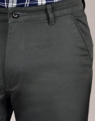 Men's Slim Fit Casual Trouser- Olive Green