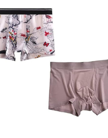 Men's Ultra Soft Material Ice-Silk Men's Shorts Underwear Men's Brief Boxer Free Size ( Pack of 2)