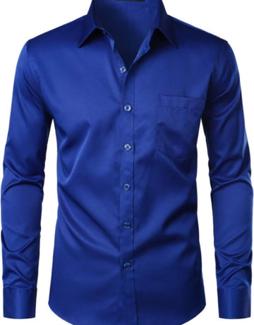 Men's Urban Stylish Slim Fit Long Sleeve Dress Shirt with Pocket