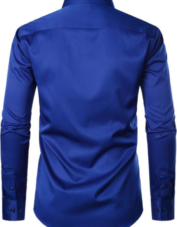 Men's Urban Stylish Slim Fit Long Sleeve Dress Shirt with Pocket