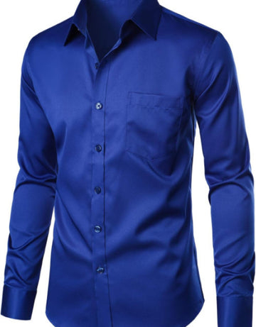 Men's Urban Stylish Slim Fit Long Sleeve Dress Shirt with Pocket