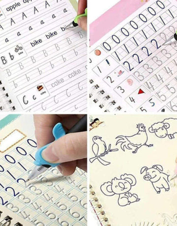🔷Original SANK MAGIC BOOK 10 REFILL 1 pen GRIP 🌈   /  KIDS learning BOOK /shank magic book, Sank magic practice book ( 4 book + 10 refill + 1 pen + 1 grip)