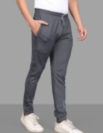 Pack of 2 Men Solid Black, Grey Track Pants