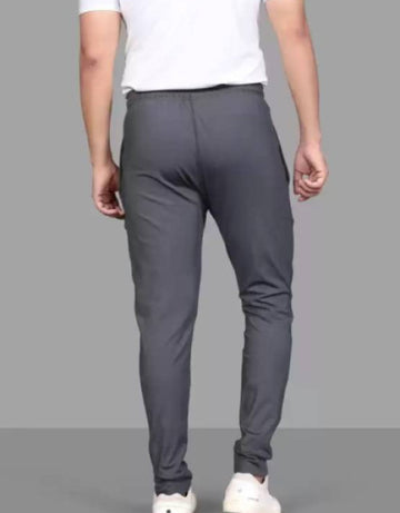 Pack of 2 Men Solid Black, Grey Track Pants