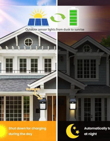 Solar Outdoor Wall Lamp Lights Waterproof Lighting With Motion Sensor Solar Wall Fence lights