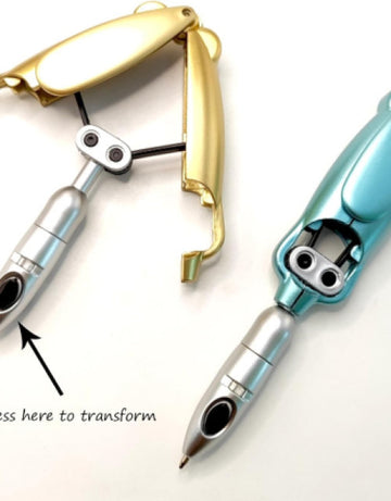 Transforming Robotic Ball Pen, Folding Retractable Ballpoint Writing Pen