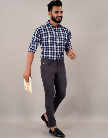 Men's Casual Cotton Slim Fit Chinos Pant - Grey (SIZE- 30,32,34,36)