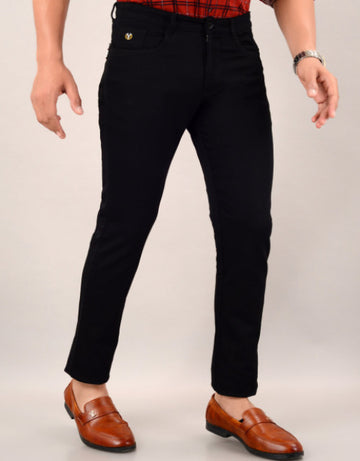 Men's Casual Cotton Slim Fit Chinos Pant - Black (SIZE- 30,32,34,36)