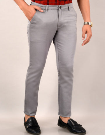 Men's Slim Fit Casual Trouser- Light Grey (SIZE- 30,32,34,36)