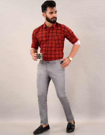 Men's Slim Fit Casual Trouser- Light Grey (SIZE- 30,32,34,36)
