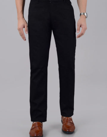 Men's Slim Fit Cotton Stretchable Trousers - Black (30,32,34,36,38,40,42)