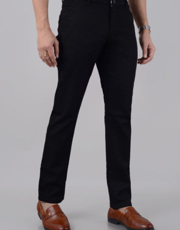 Men's Slim Fit Cotton Stretchable Trousers - Black (30,32,34,36,38,40,42)