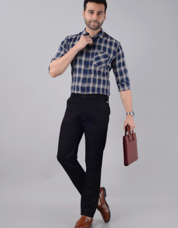 Men's Slim Fit Cotton Stretchable Trousers - Black (30,32,34,36,38,40,42)