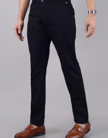 Men's Slim Fit Cotton Stretchable Trousers - Blue (SIZE- 30,32,34,36,38,40,42)
