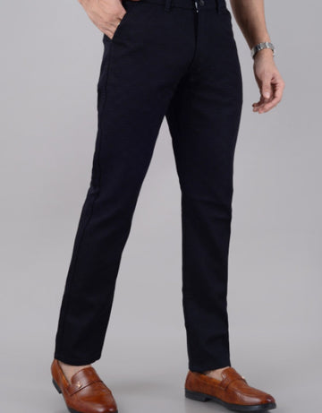 Men's Slim Fit Cotton Stretchable Trousers - Blue (SIZE- 30,32,34,36,38,40,42)