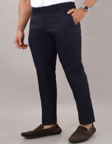 Navy Blue Stretchable Formal Pant with Expandable Waist for Men (SIZE- 30,32,34,36)