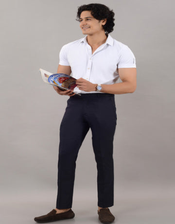 Navy Blue Stretchable Formal Pant with Expandable Waist for Men (SIZE- 30,32,34,36)