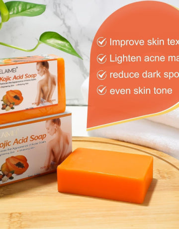 Whitening Kojic Acid Soap Facial Bleaching Dark Spot Acne Scars Skin Brighter ( Pack Of  3 )