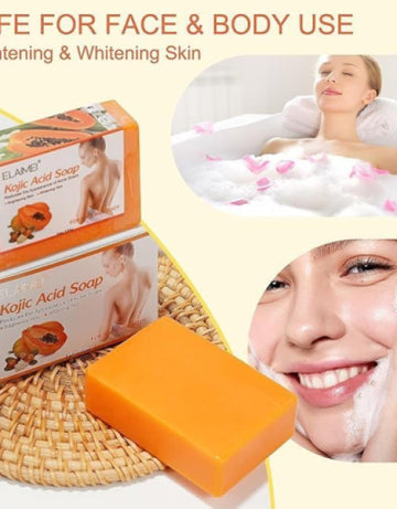Whitening Kojic Acid Soap Facial Bleaching Dark Spot Acne Scars Skin Brighter ( Pack Of  3 )