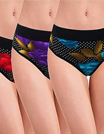 Women's Cotton Broad Elastic Cotton Panty (Multicolored)