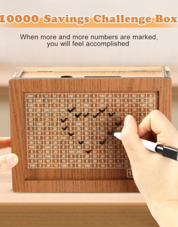 Wooden Money Piggy Bank, Money Saving Box, Gullak Rs.10000 Goal Tracker