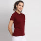Ketex Maroon Cotton Blend Polo Neck Tshirt